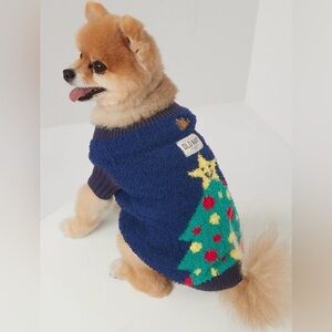 Old Navy Fuzzy Fleece Merry Christmas Tree Pet Dog Sweater NWT M Holidays